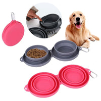 s Dog Cat BowlsFeeding Bowl ubber Foldablell Double Bowl Pet ets Supplie